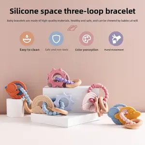 Baby Grasp Toy Teether, Silicone Teething Bracelet, Soothing Toy for Babies to Prevent Hand Sucking