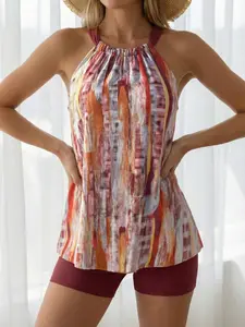 Women's Casual Fashion Tankini Two-Piece Swimsuit Set, Stylish Beachwear, Comfortable Swimwear, Perfect for Summer Holidays, Tankini With Shorts, Tankini Bathing Suits, Tankini Outfit