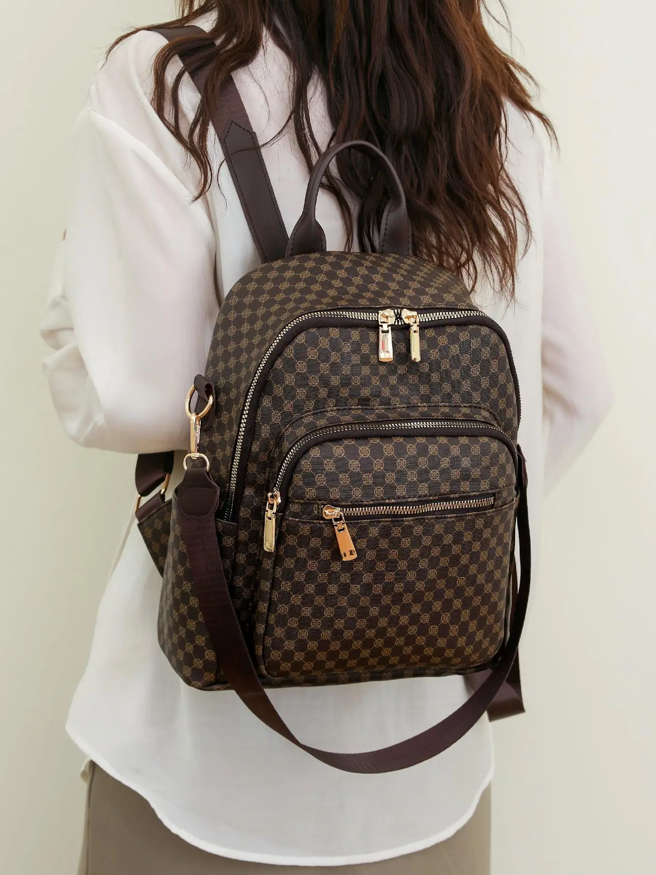 Fashion Simple Pu Leather Backpack, Casual Versatile Zipper Backpack for Daily Used, Casual Trendy Versatile High-quality Daily Commuting Bag