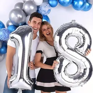 32 Inch Silver Color Aluminium Foil Balloon Set, Lightweight, Birthday Party Decorations, Anniversary Graduation Home Room Supplies, Reusable Elegant Festive Gift, Aluminum Foil
