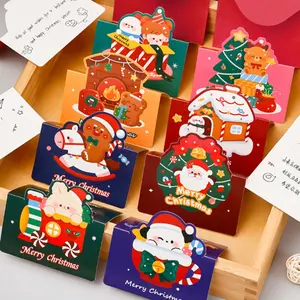 1/3/5/10 pcs-Christmas Cards Multi-Functional Gift Set, Holiday Greeting Cards with Envelopes, Cartoon 3D Folded Christmas Cards, Thanksgiving Cards