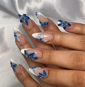 Hydrangeas Flower Nails Set 3DG Press On Nails, Handmade 3DG Nails, Cute Aesthetic Nails