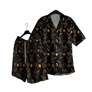Shadow Blacky PKM Hawaiian Shirt - Moonlit Dark Type Anime Manga Aloha Shirt Video Game Gifts Premium Soft Cotton Beach Wear Men's Tropical Summer Short Sleeve Button Down Shirt Trendy Streetwear Vacation Party Outfit Unique Anime Fan Gift