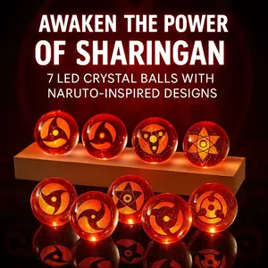 Awaken The Power of Sharingan 7 LED Crystal Balls Naruto-Inspired Designs Creative Ornament Desktop Figure Lights for Japan Ninjas Fans Birthday Gift Valentine's Day Decor easter decoración de cumpleaños baby in bloom baby shower