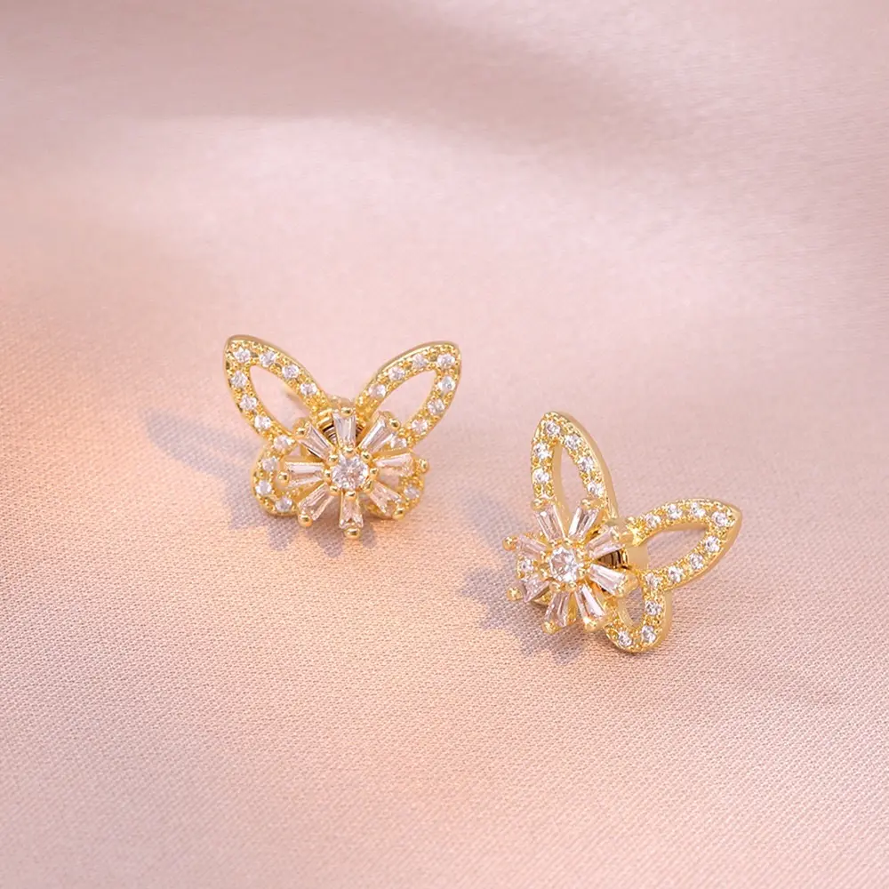 E0424 Golden Butterfly Earrings