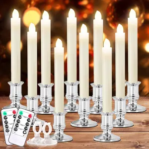 10 Pack Christmas Window Candles with Timer Remote,  Operated Electric LED Candles with Holder/Suction Cups for Christmas Decorations,