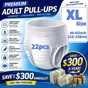 Adult Pull Ups Incontinence Underwear & Adult Diapers for Women & Men, Super Absorbent Leakproof Overnight Protection, Soft & Breathable, Bulk Pack for Elderly Care & Nursing Homes, 60-70% Cheaper Than Leading Brands, Save $300/Year