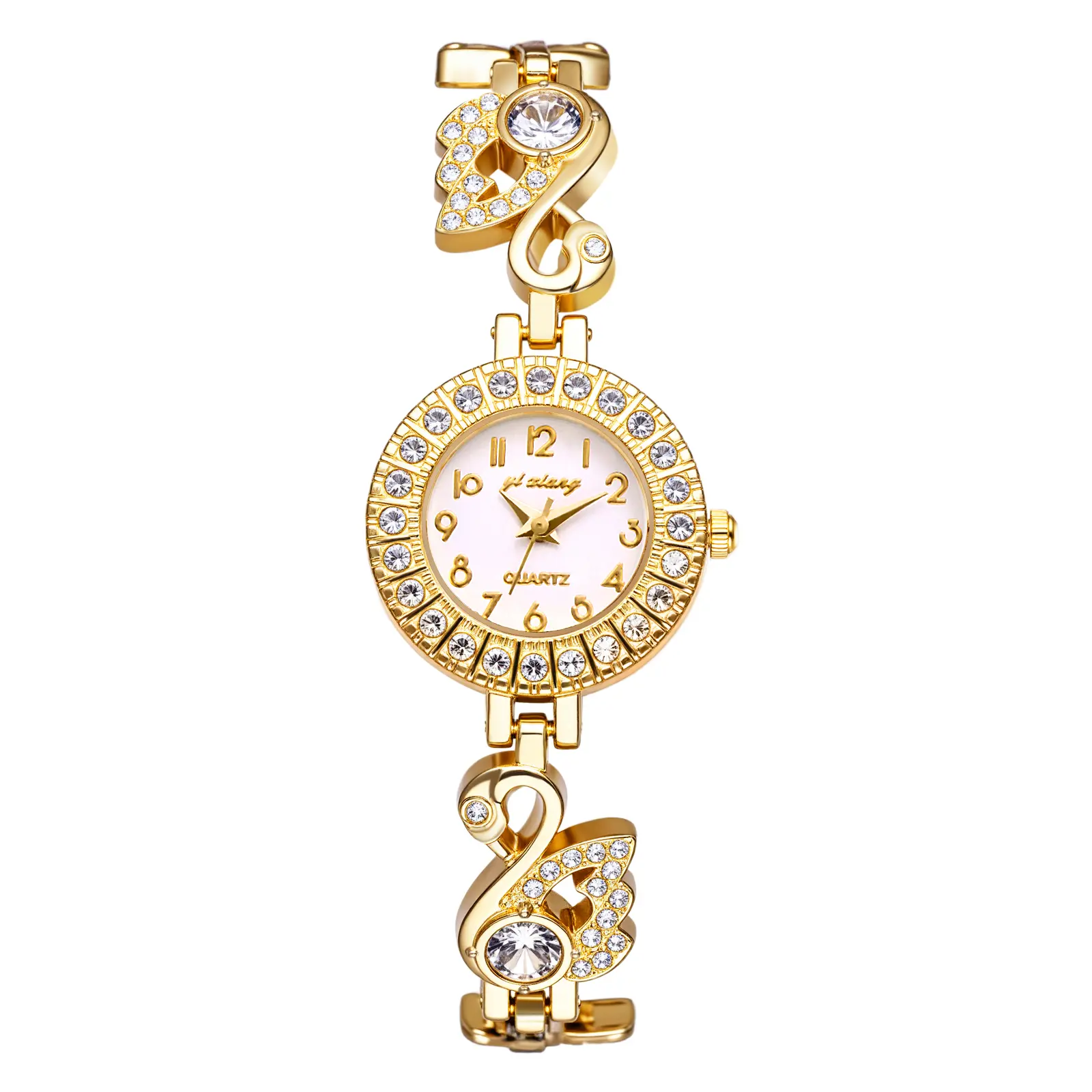 OIDEA Women's Iced-Out Round Analog Quartz Diamond Wrist Watch - Adjustable Bangle Bracelet, Lightweight, Elegant Rhinestone-Accented Fashionable Party Watch, Accessories for Women, Bracelets For Women
