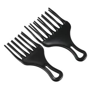 VOCOSTE 2pcs Afro Hair Pick Comb, Large and Small Hair Fork Comb Hairdressing Styling Tool for Curly Hair for Men and Women Plastic, Black