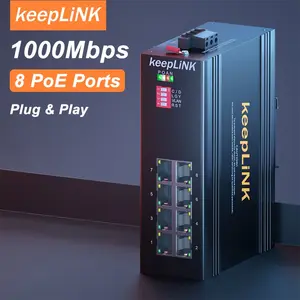 KeepLiNK KP-9000-65-8GP Industrial 8-Port full gigabit unmanaged Ethernet PoE Switch with 8 IEEE 802.3af/at Ports DIN Rail IP40 Metal Housing