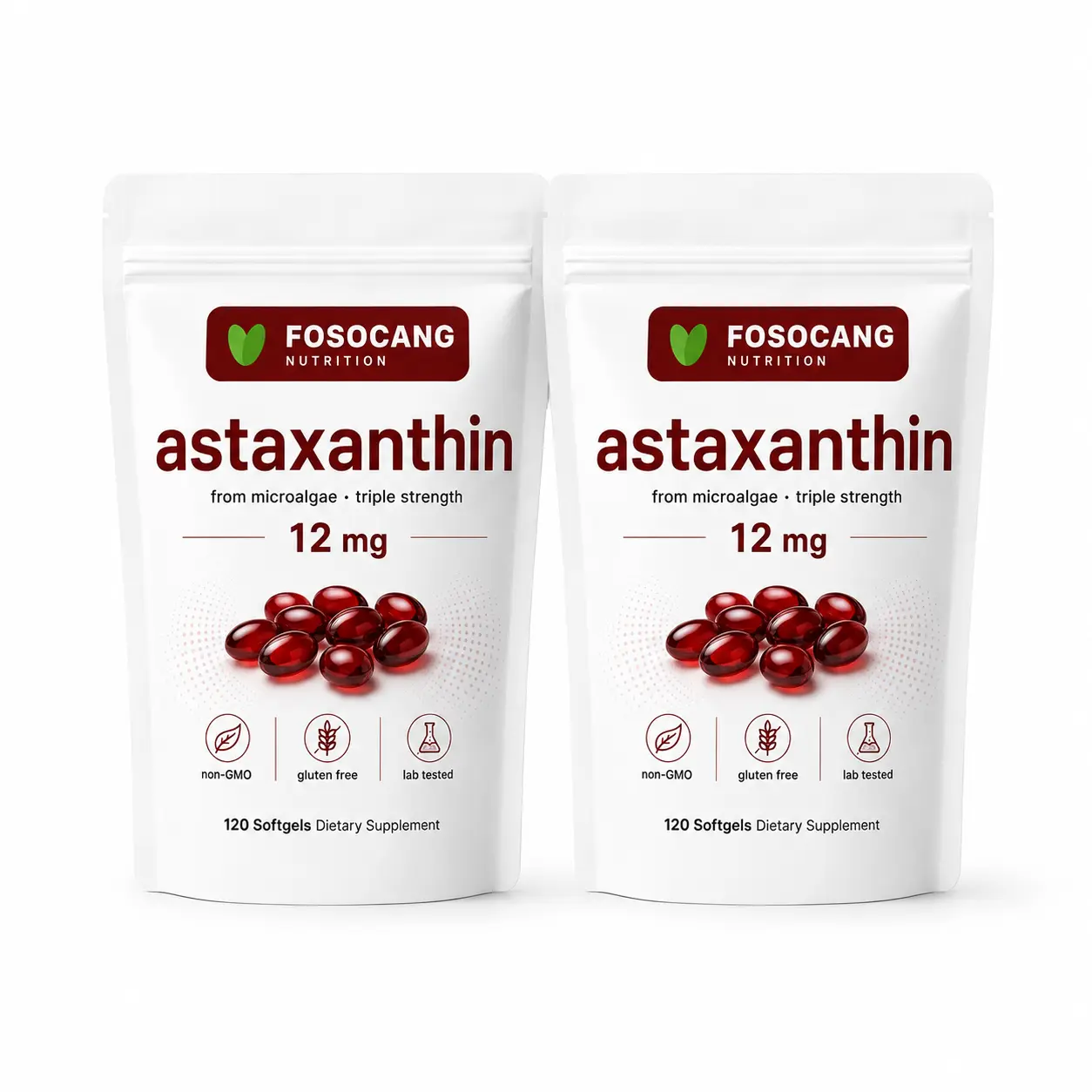 FoSoCang Astaxanthin 12mg | Natural Tanning, Fresh Microalgae Source, Easy to Swallow /  Healthcare,Vitamin,Dietary,Supplement,Edible,Fitness