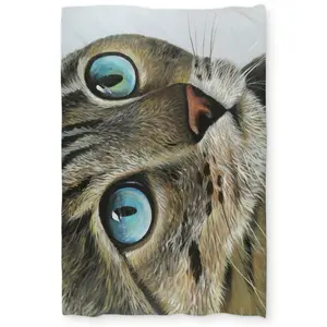 360 Stand Decorative Duvet Cover Set - Twin Size, Hyperrealist Curious Cat Portrait, Microfiber, Machine Washable Bedding for Home Textile Use, Microfiber Bed Set, Machine Washable Duvet