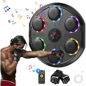 Music Boxing Machine for Adults, 2025 Smart Bluetooth Music Beat Sync Punching Machine with Gloves, 12 Speeds and 12 Modes Colorful Light Beat Resistant Target Boxing Equipment for Home Office Gym Use