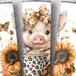 20oz Pig Fall Sunflowers Tumbler