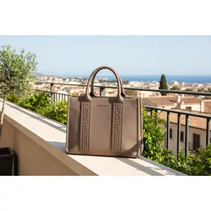 David Jones Canvas Tote with Leather Handles