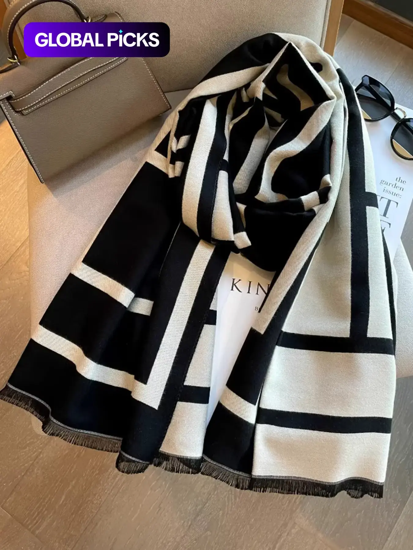 Women's Striped Pattern Scarf, Casual Soft Warm Fashion Shawl Wrap for Fall & Winter, Fashion Accessories for Daily Wear, Fluffy Soft Scarf