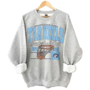 [Sale Up To 30%] + [Free Ship] Vintage North Carolina Tar Heels Basketball TeamSweatshirt, Sweatshirt, , Graphic University Tournament Shirt, Gift Top Cotton For Fan, Men, Women