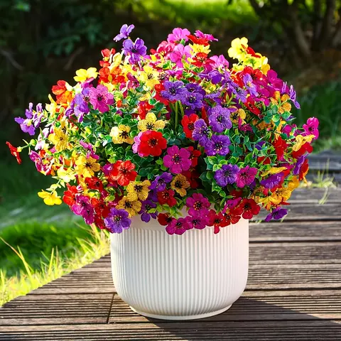 UV Resistant Colorful Fall Artificial Flower Bouquet(8-Piece Set) - Hanging, Window HalloweenDecorations for Home Goods, House Decor