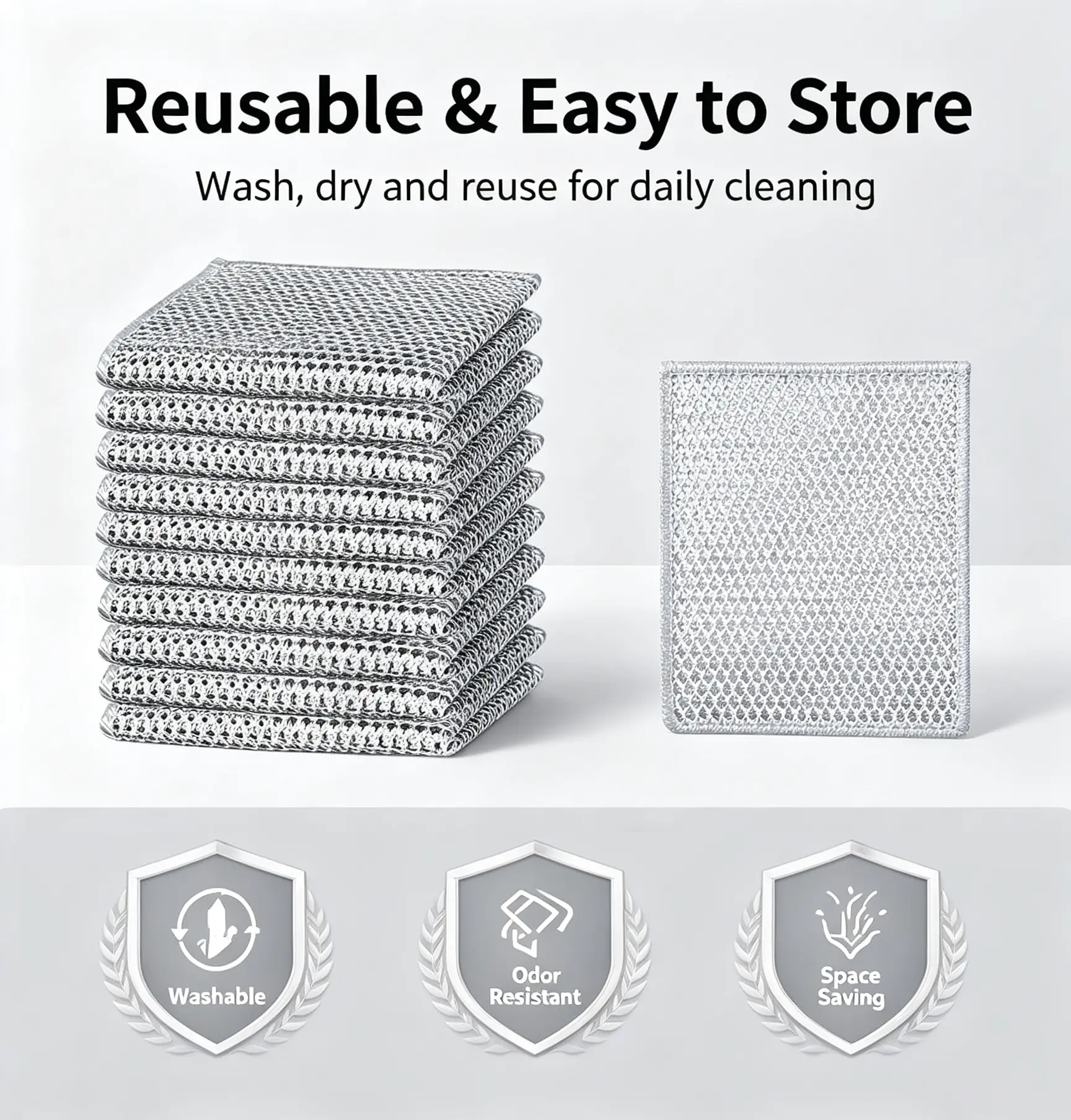 Metal Wire Cleaning Cloths Reusable Mesh Scrub Pads for Kitchen Cleaning Stain Resistant Quick Drying Non Scratch Multi Surface Use Perfect for Dishes Sinks and Cookware 20 countsmultipurpose