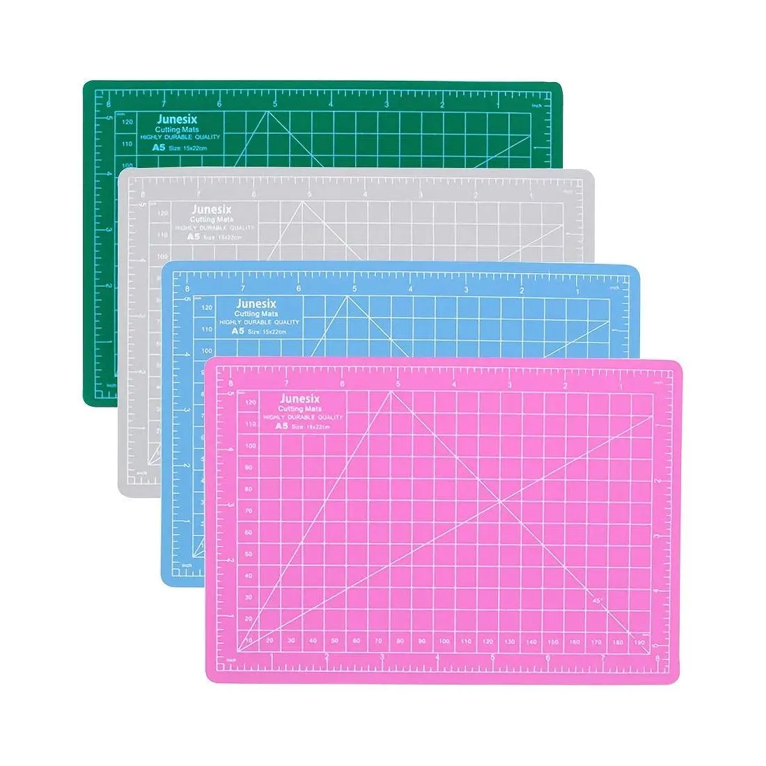 A5 Double-Sided Self-Healing Precision Cutting Mat - Laser Grid Etching, Cut Protection, Rotary Cutter Compatibility, Angle Guides for Quilting, Sewing Projects, Precision Cutting Mats