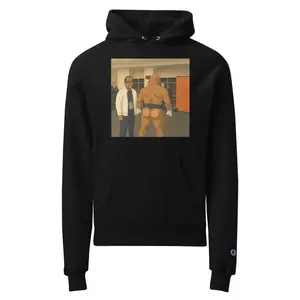 Tyson Meme Unisex Champion hoodie Menswear Pocket Fabric Polyester Black Embroidered