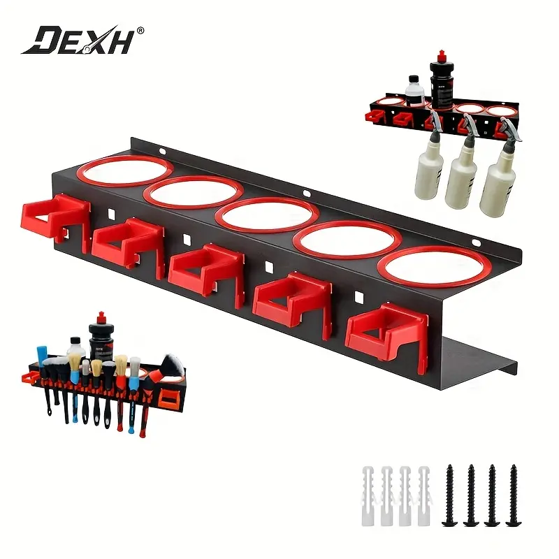 DEXH Wall-Mounted Metal Compact Multipurpose Tool Organizer - Spray Bottle Rack Hanger Storage Holder, Convenient-Access Garage Accessory, Ideal Gifts for Boyfriends