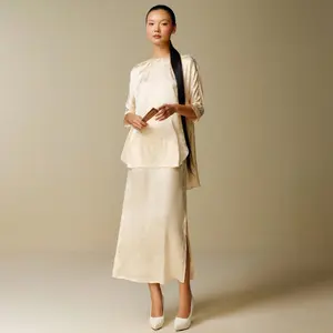 "Dong" - Premium Jacquard silk Set in Light Yellow