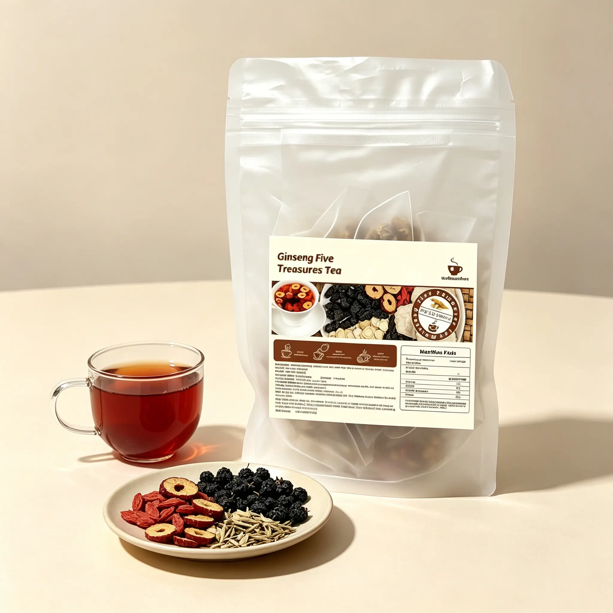 Men's Herbal Health Tea, 60-Bag Formula with Ginseng, Red Date, Wolfberry, Mulberry - 5 Treasure & 8 Treasure Combination Scented Tea traditional kidney