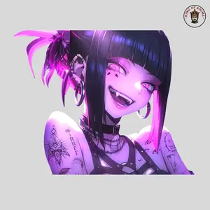 Cyberpunk Toga Waifu Sticker, Vinyl Sticker for Car Decor, Neon Anime Girl with Pink Highlights