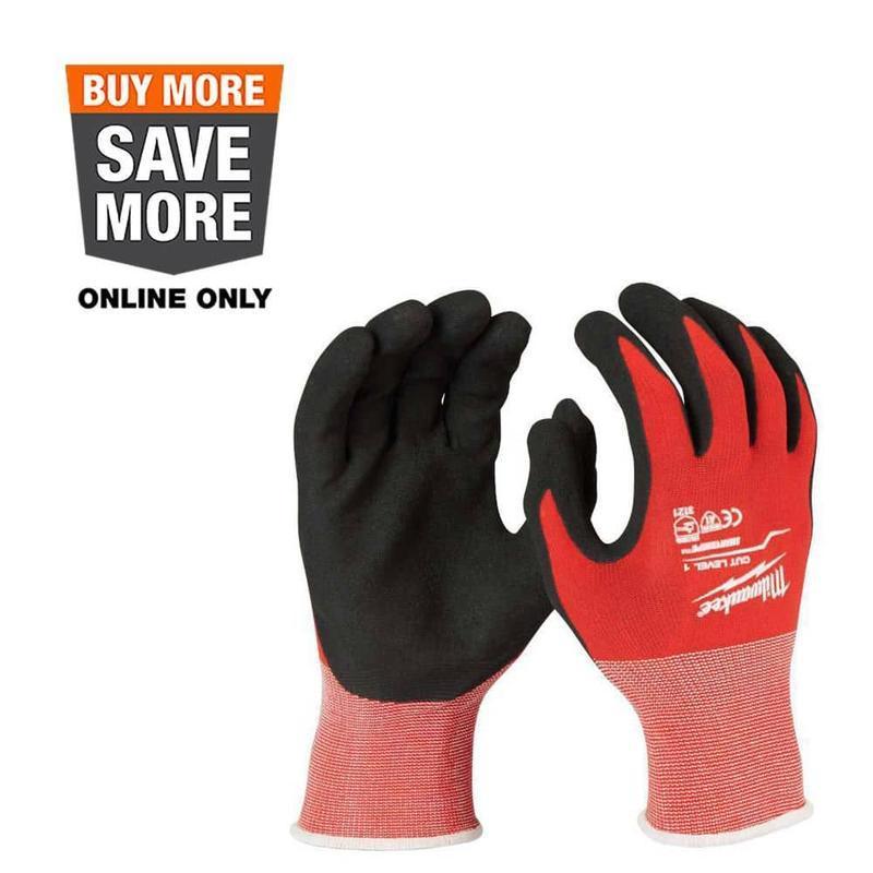 Milwaukee X-Large Red Nitrile Work Gloves Level 1 Cut Resistance Dipped Coating for Superior Safety Protection Enhanced Grip Comfort