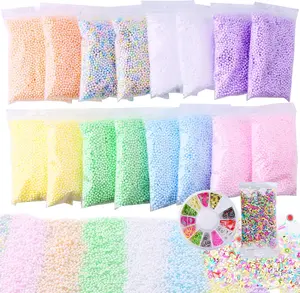 Slime Foam Beads Floam Balls – 18 Pack Microfoam Beads Kit 0.1-0.14 and 0.28-0.35 inch Colors Rainbow Fruit Beads Craft Add ins Homemade DIY Kids Ingredients Flome Styrofoam Supplies Big