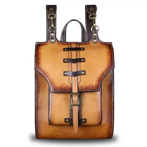 Genuine Leather Backpack for Women and Men Vintage Rucksack Convertible Casual Daypack Handmade Western Satchel Sling Purse