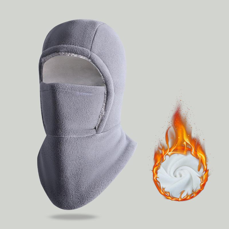 2-piece winter warm 2-in-1 hat and face mask – windproof, thick fleece lining, suitable for cycling, running, skiing, machine washable, black.