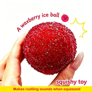 Handmade Crystal Slushy Stress Ball Squishy Toy, Stress Relief Waxberry Squeeze Balls Toy, Stress Relief Ball for Kids Adults, Sensory Fidget Toy for Anxiety Relief