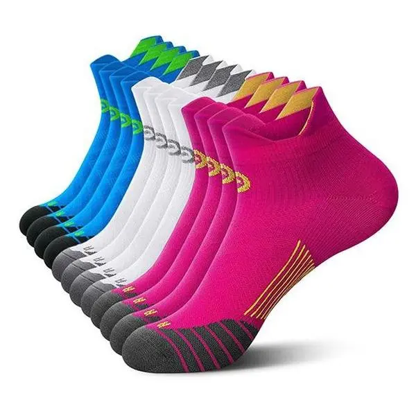 PAPLUS Women's Compression Sports Socks Set (3/6/9/12 Pairs) - 15-20 mmHg Arch & Ankle Support, Ankle Length, Polyester Mix-Spandex Blend, Cool Sweat-Wicking, Breathable for Plantar Fasciitis Relief, All Seasons