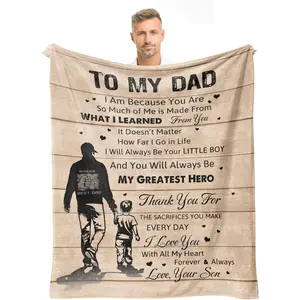 Dad Gifts from Son, Dad Blanket 60"x50", Birthday Gifts for Dad, Best Dad Gifts Ideas for Father, Bonus Dad Gifts for Men Father's Day Valentines Anniversary Christmas, to My Dad Throw Blankets