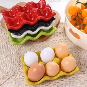 Xmas Craft Breakfast Porcelain Kitchen Ceramic Boiled Egg Egg Holder Eggs Tray Egg Stand Storage Rack