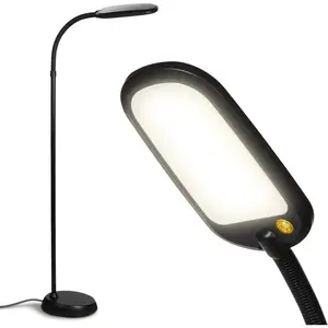 Litespan Slim LED Floor Reading Lamp - Tall with Adjustable Gooseneck, Dimmable for Living Rooms, Offices & Bedrooms - Black