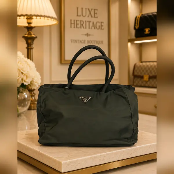 Pre-owned PRADA fance Tote Bags Tessuto Nylon Large Tote Bag Dark Green LA22929387