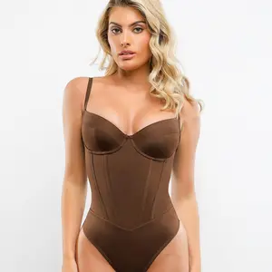 Popilush The Shapewear Bodysuit Corset Style Thong Bodysuits  Womenswear Tops Clothing Underwear Spaghetti Strap-live