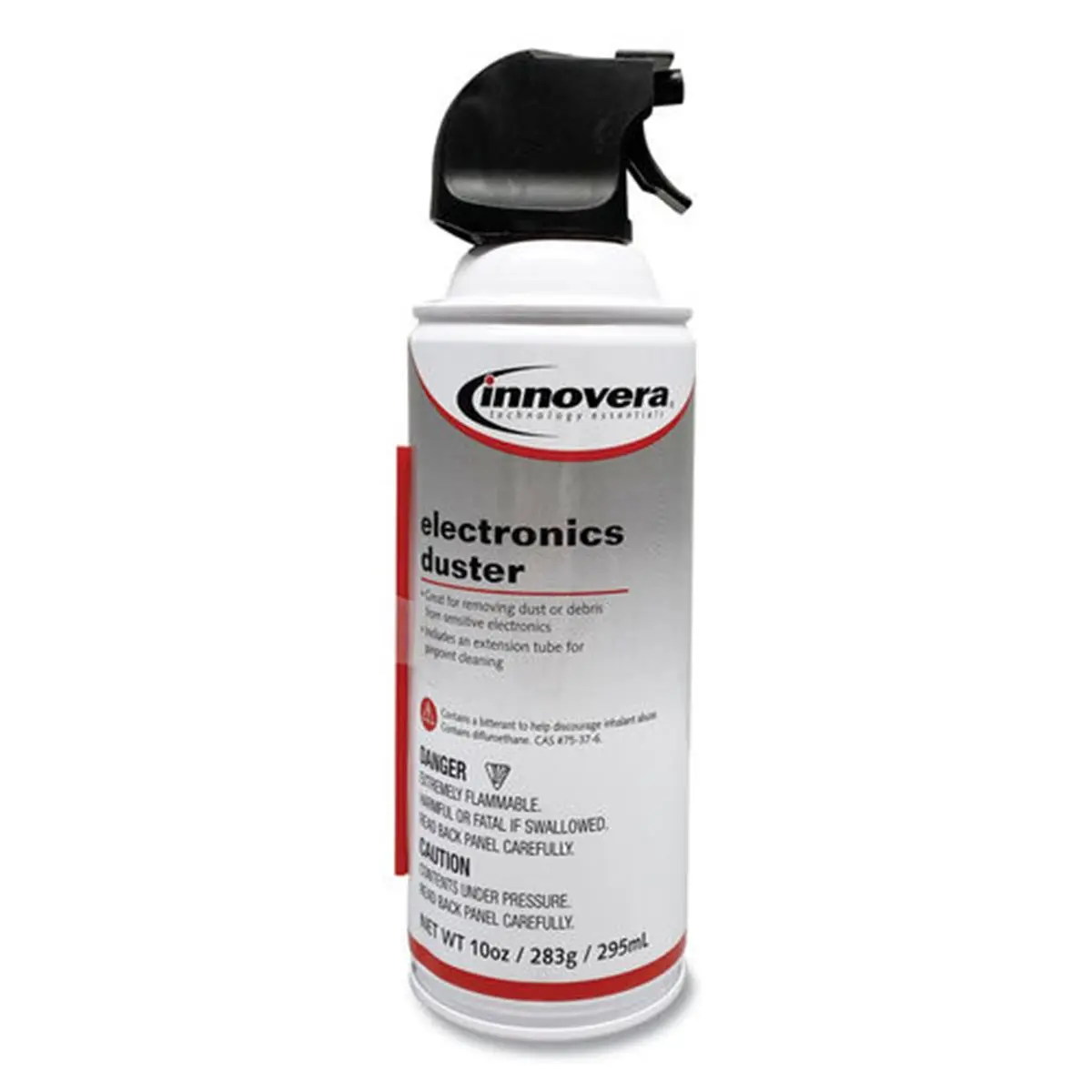 Innovera 10 oz Compressed Air Duster Cleaning Spray - White, Moisture-Free, Ozone-Safe Household Cleaner
