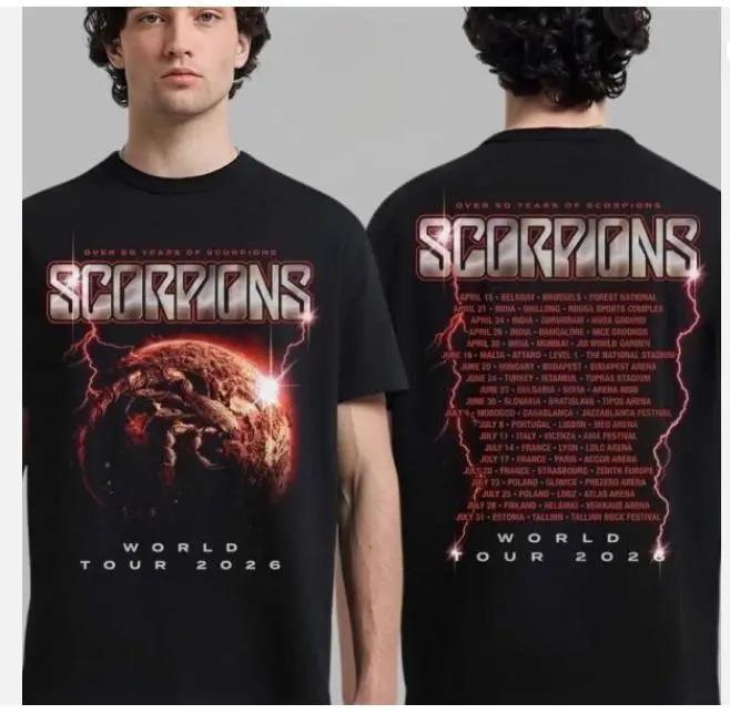 Scorpions Coming Home Tour 2026 T-Shirt 60 Years Two Sided Rock Tee
