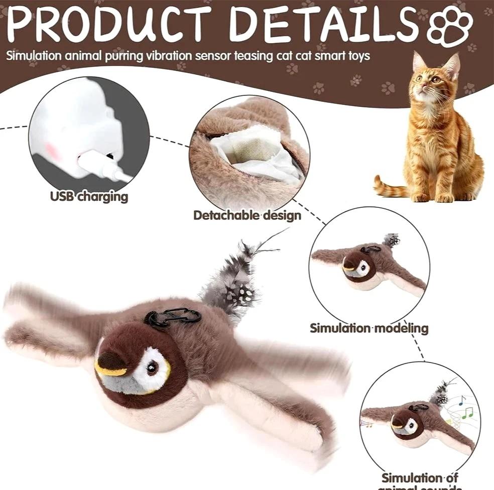 1PCS GREEN Cat simulation cat mint chirping bird sound toy, dog to relax interactive toy, little bird to amuse the cat, pet cat toy（Color: Green）