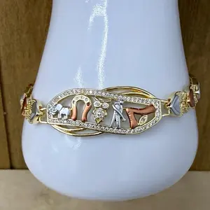 Pulsera tricolor de animales adjustable en Oro laminado