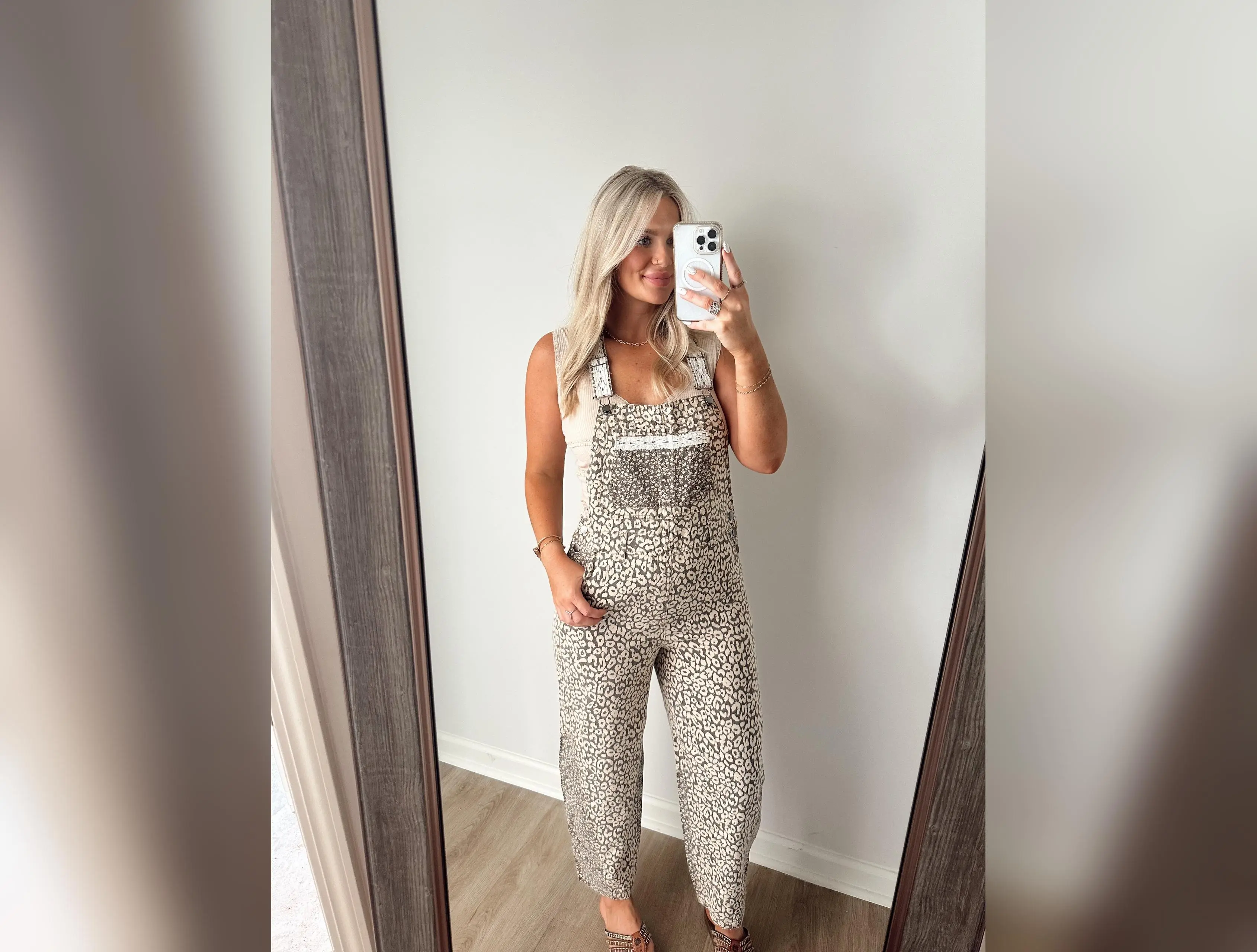 Leopard Washed Easel Overalls