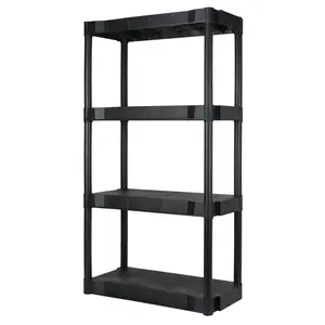 Hyper Tough Black Plastic 4-Tier Shelving Unit, 280 lb Capacity, 56.2x30x13.8 Inches