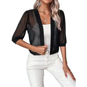 Women's Sheer Mesh Bolero Shrugs For Dresses Half Sleeve Lightweight Dress Cardigans