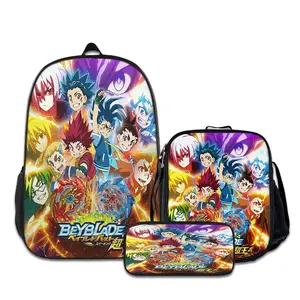 3PCS Beyblade-Backpacks for Girls Set, Cute School Backpack for Girls Boys with Lunch Box and Pencil Case, Aesthetic Bookbag for Teens, Lightweight Classic Backpack for Travel, Work, Picnic A-9