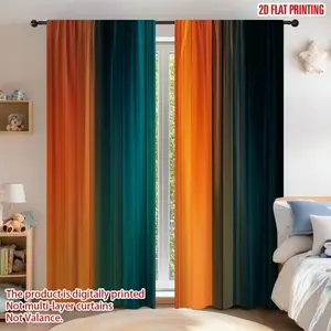 & Blue Print Curtains Set (2 Pieces), Polyester Material, Ideal for Holiday Occasions, Home Decor, Party Decoration