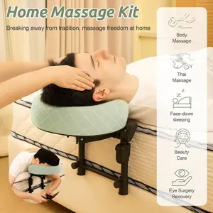 Adjustable massage headrest for bed, portable home massage table kit—face cradle for sleeping, face-down pillow after eye surgery